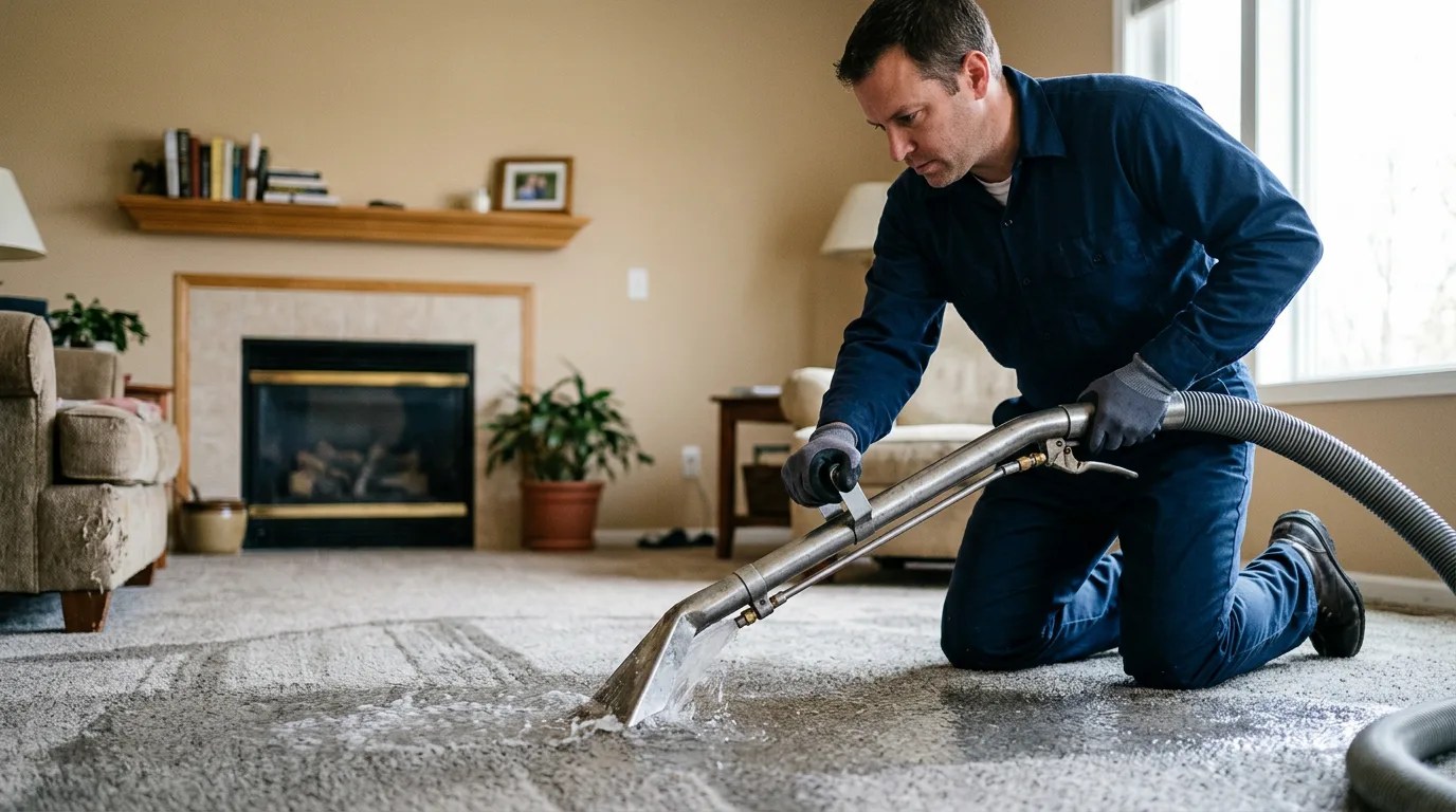 Water damage restoration technician working near Lopeno, TX